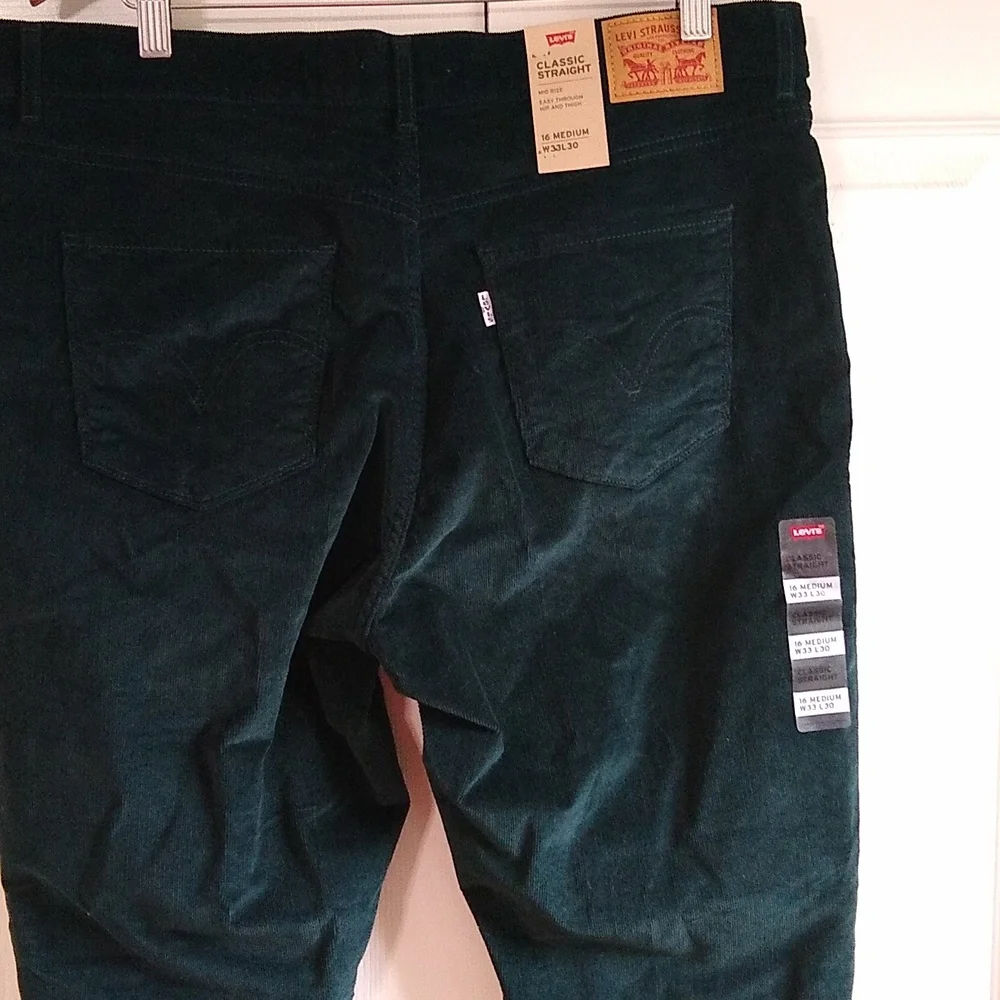 Levi's Classic straight Corduroy jeans size 33 deep fall green pants - Picture 6 of 9
